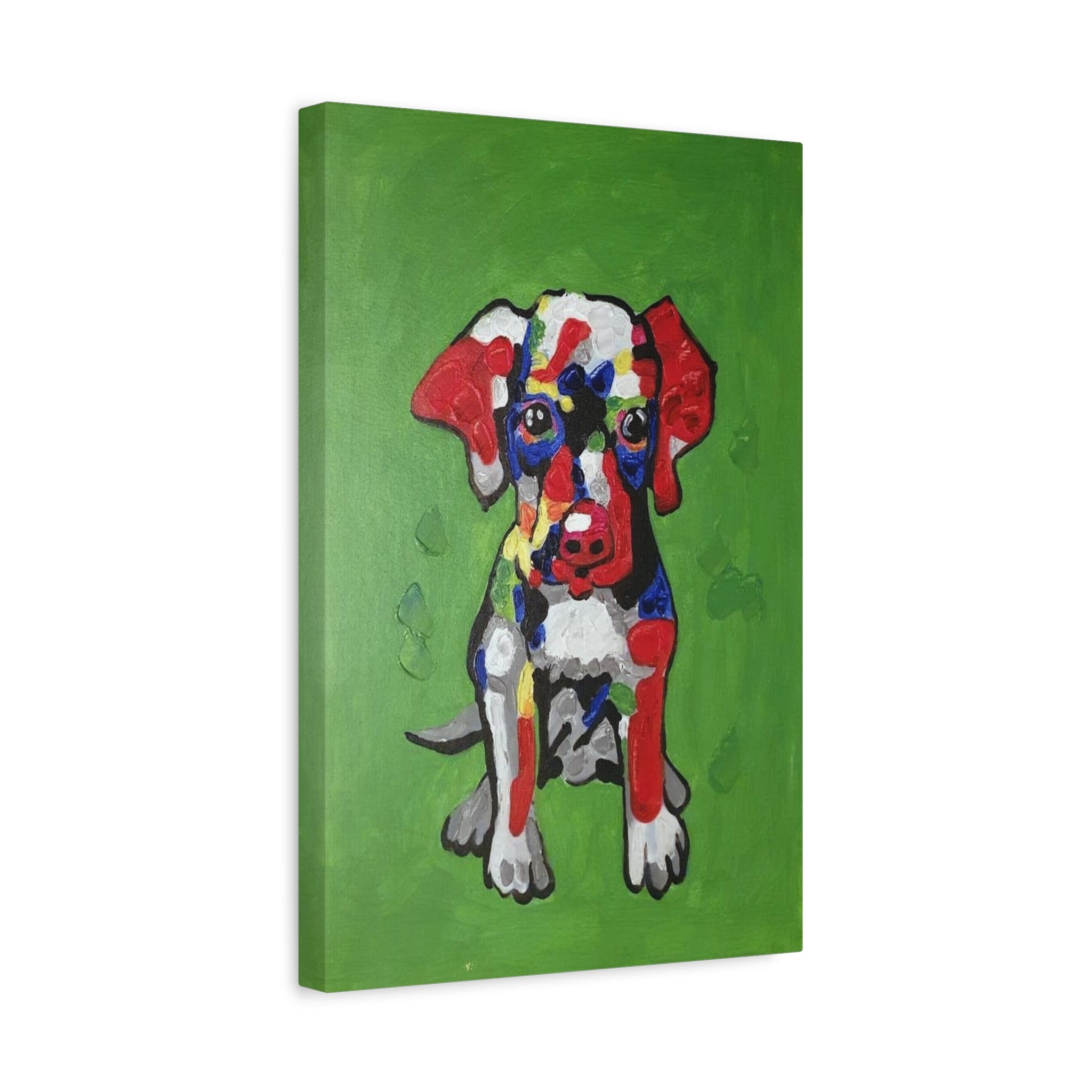 Colorful Pop Art Puppy Canvas Print — Stretched Matte Wall Art 