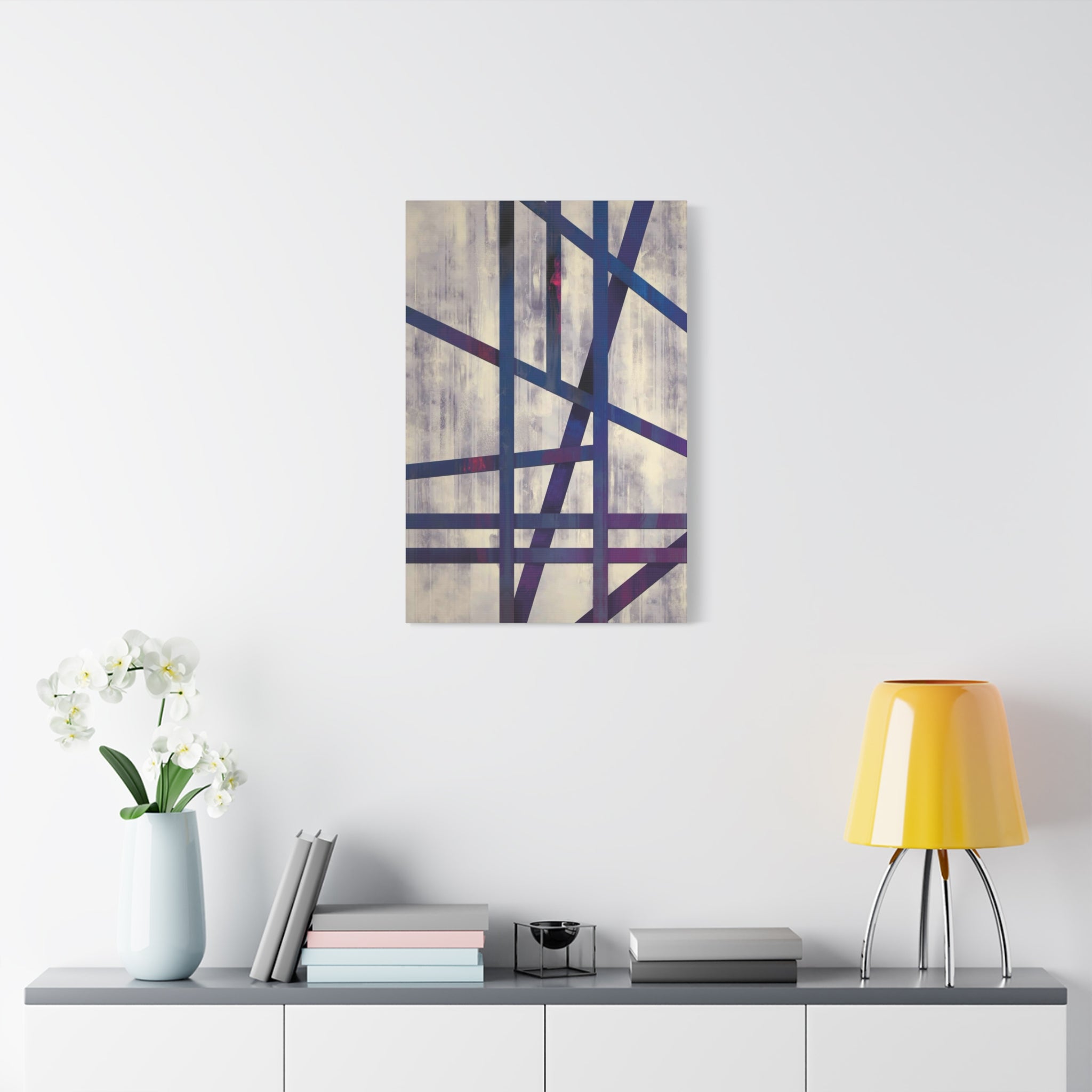 Abstract Geometric Canvas Print – Modern Blue & Purple Lines Art