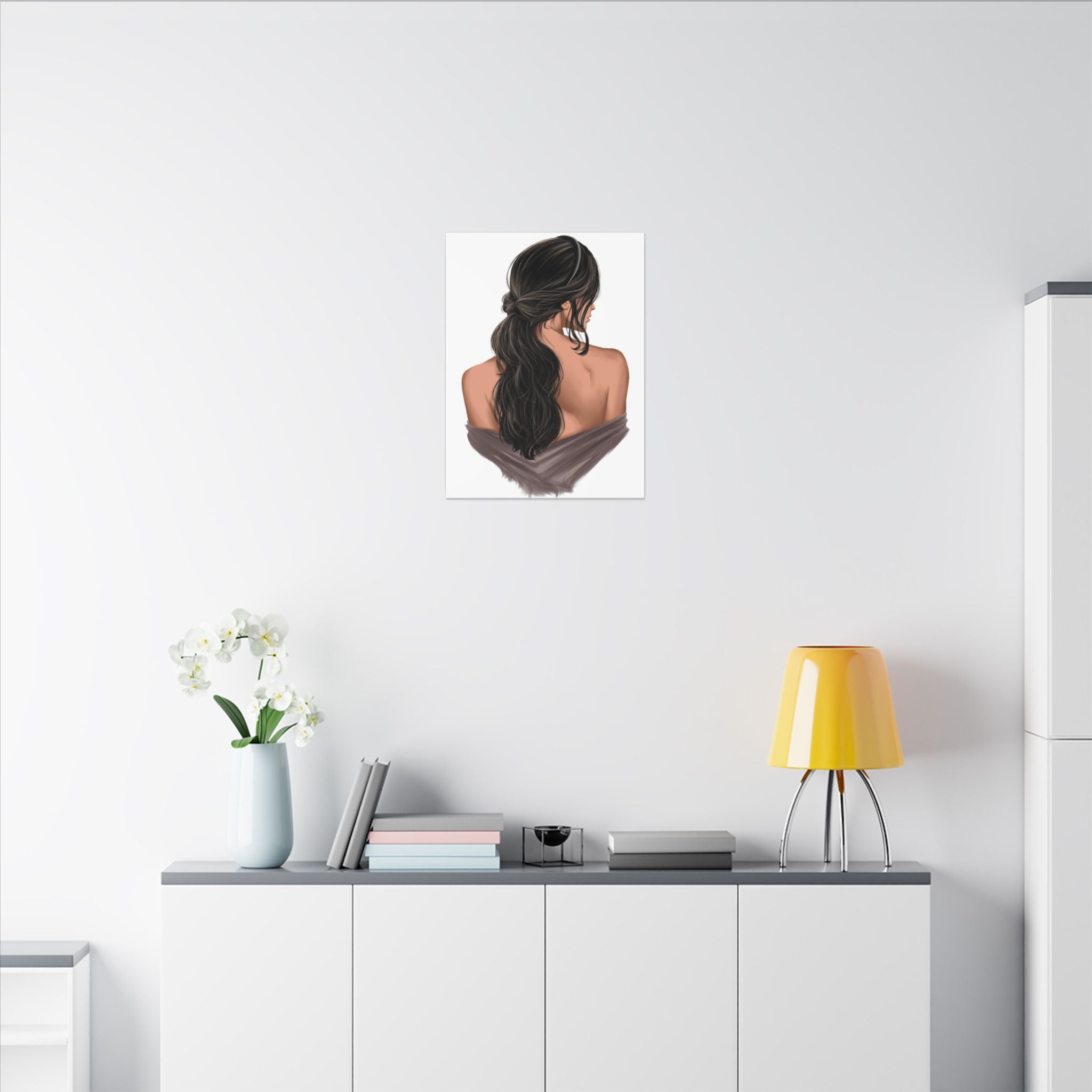 Portrait Canvas Print — Woman Back View with Loose Ponytail 