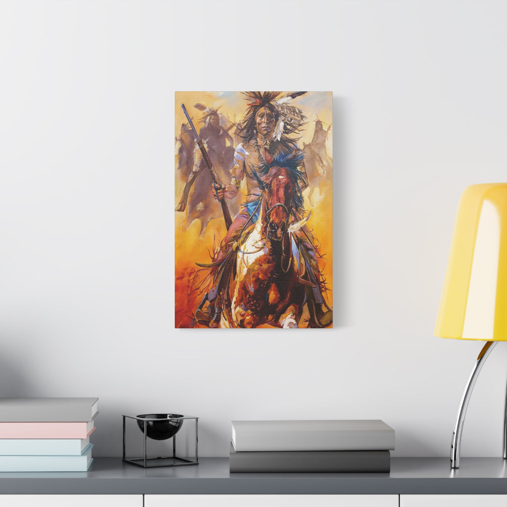 Native American Warrior Horse Matte Canvas Print — Stretched Wall Art
