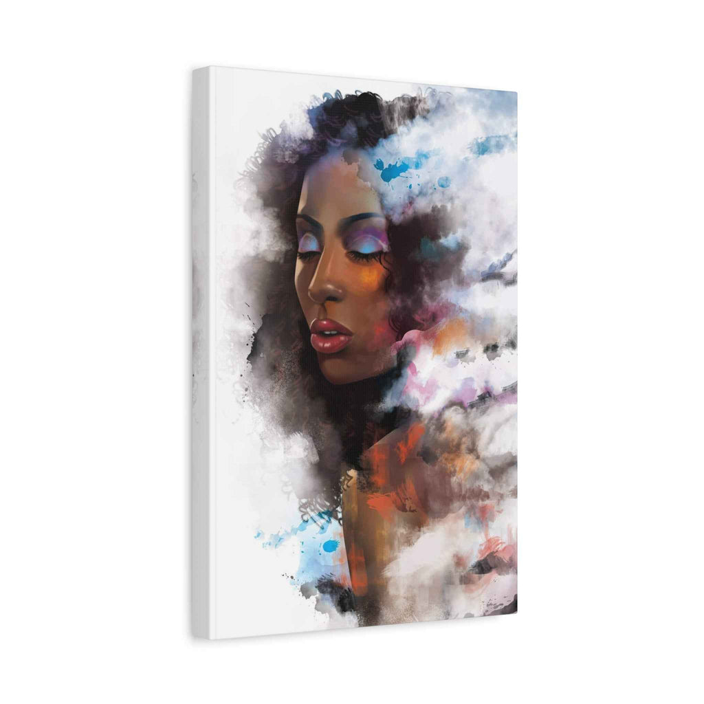 Abstract Afrocentric Canvas Art — Colorful Woman Matte Stretched Portrait Wall Art - TheKaraHan