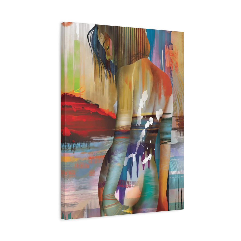 Abstract Figurative Canvas Art – Colorful Woman Matte Stretched Canvas