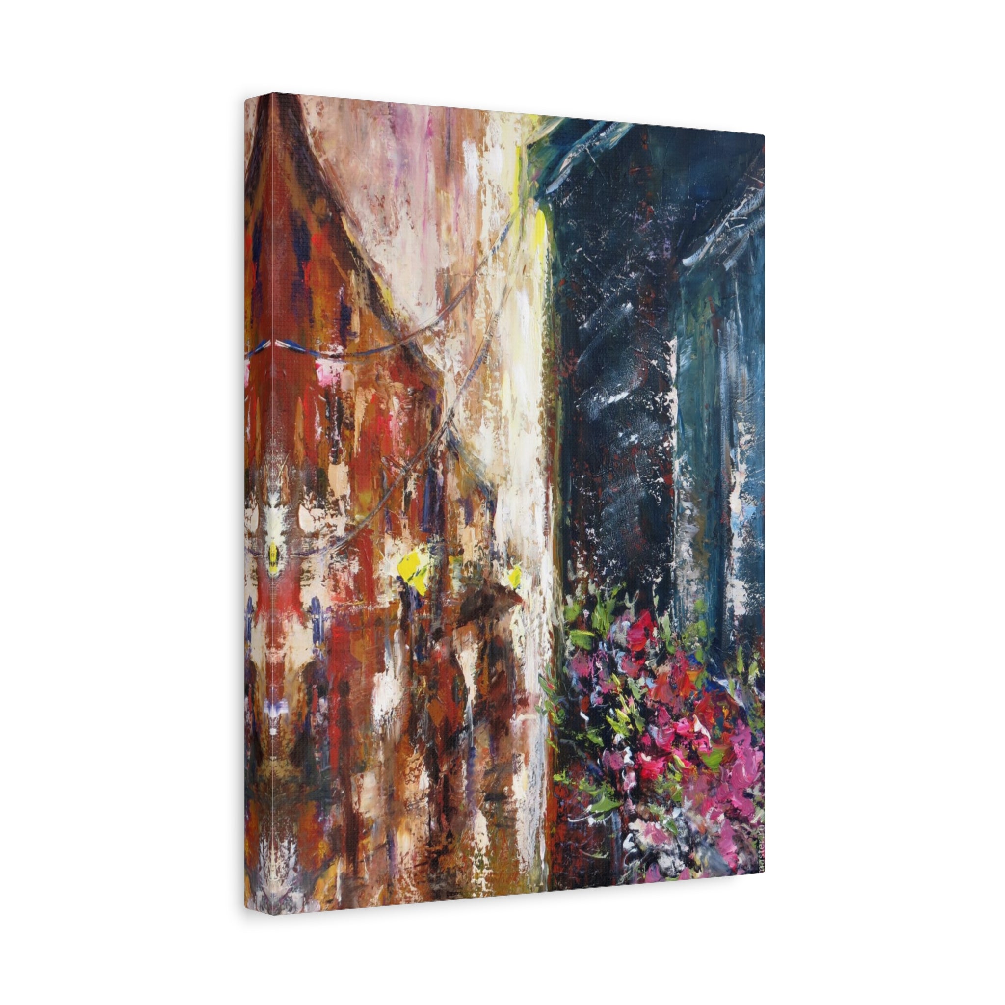 Abstract Street Floral Canvas Art – Matte Stretched Wall Painting 