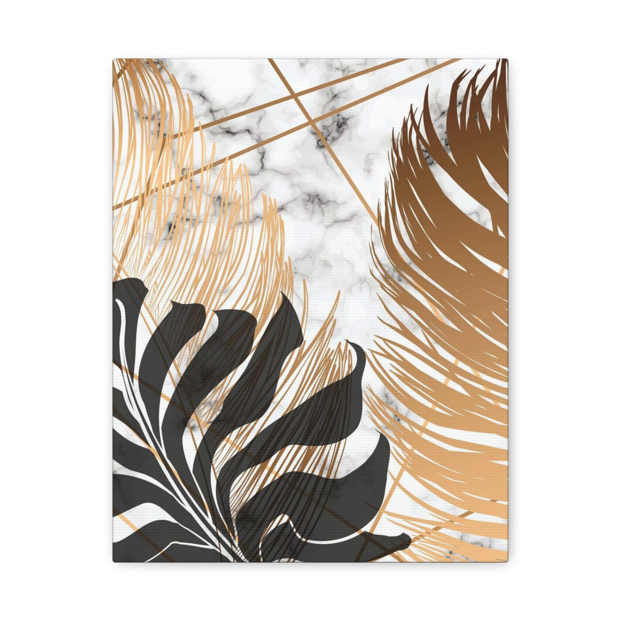 Tropical Palm Canvas Wall Art — Gold & Marble Botanical Print 