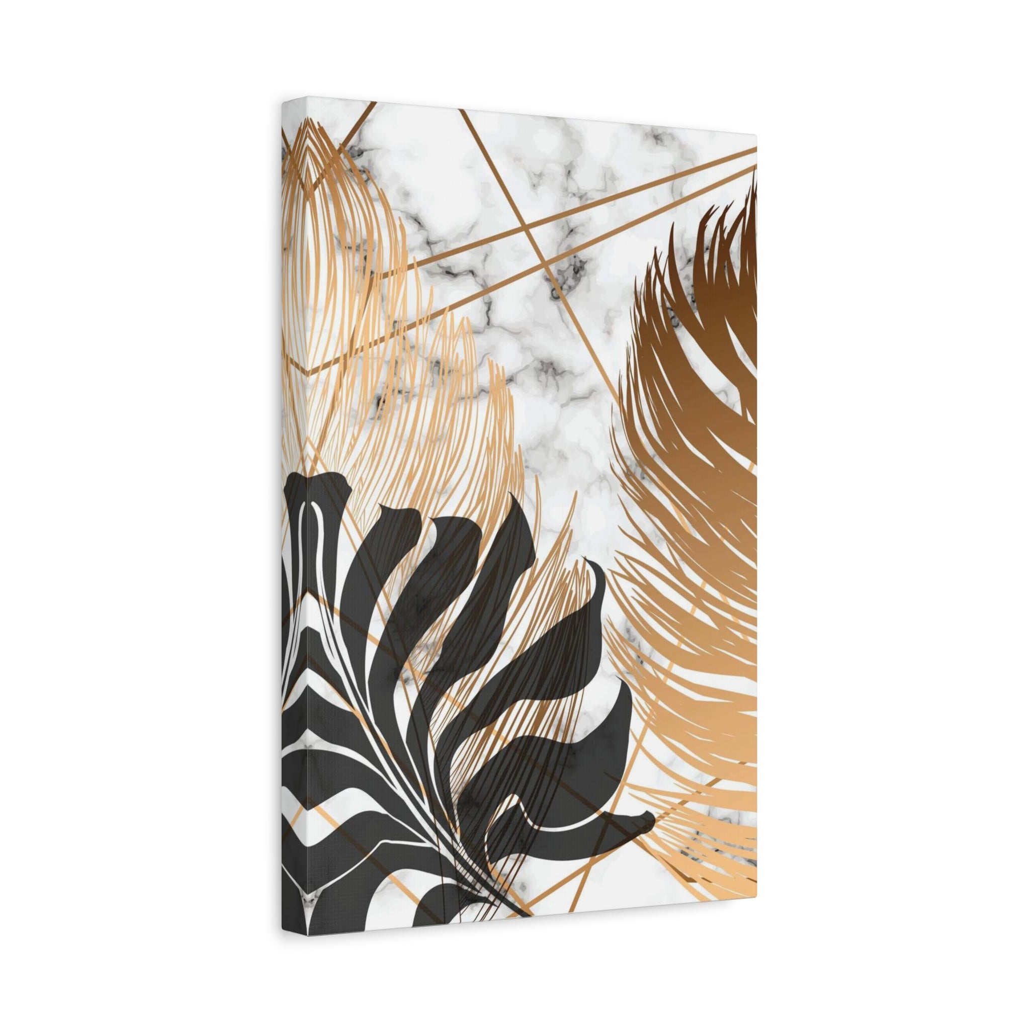 Tropical Palm Canvas Wall Art — Gold & Marble Botanical Print