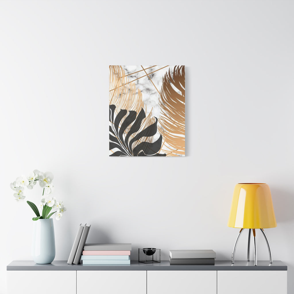 Tropical Palm Canvas Wall Art — Gold & Marble Botanical Print