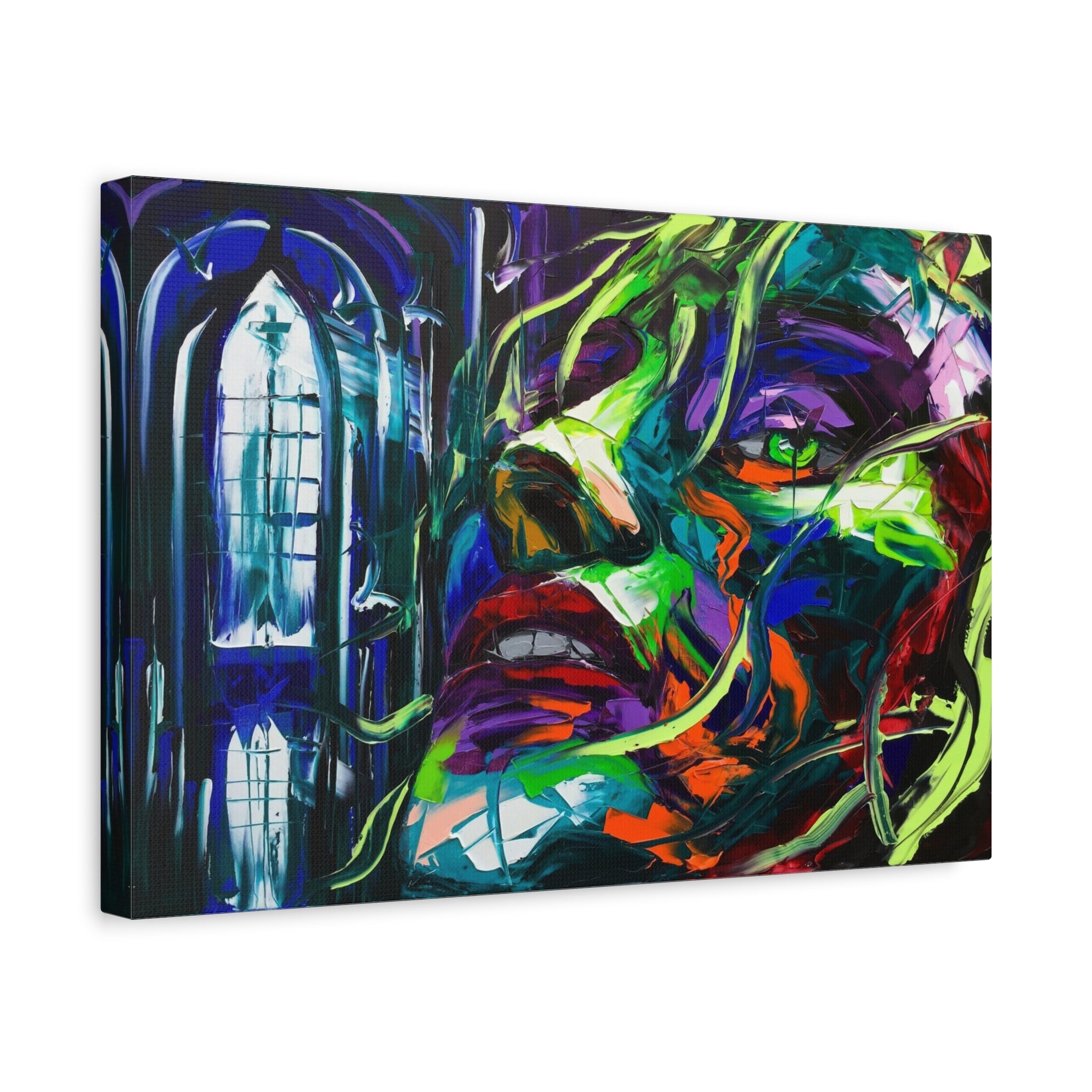 Colorful Abstract Face Matte Stretched Canvas Wall Art