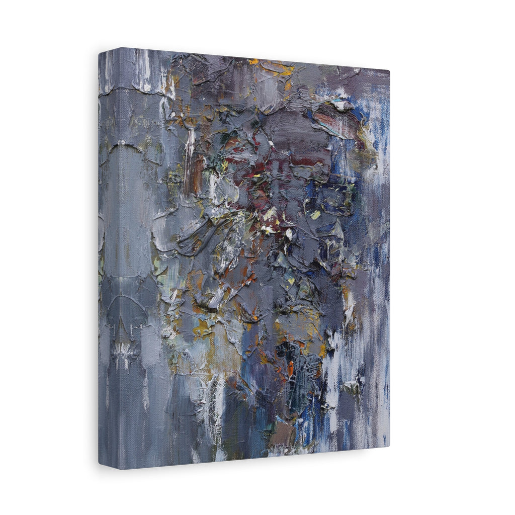 Abstract Textured Canvas Wall Art — Moody Blue Grey Palette