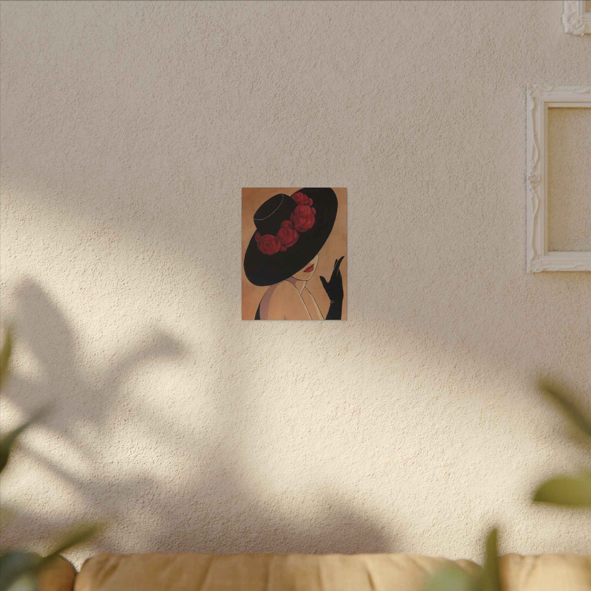 Elegant Black Hat Wall Art | Vintage Fashion Portrait for Chic Home Decor - TheKaraHan
