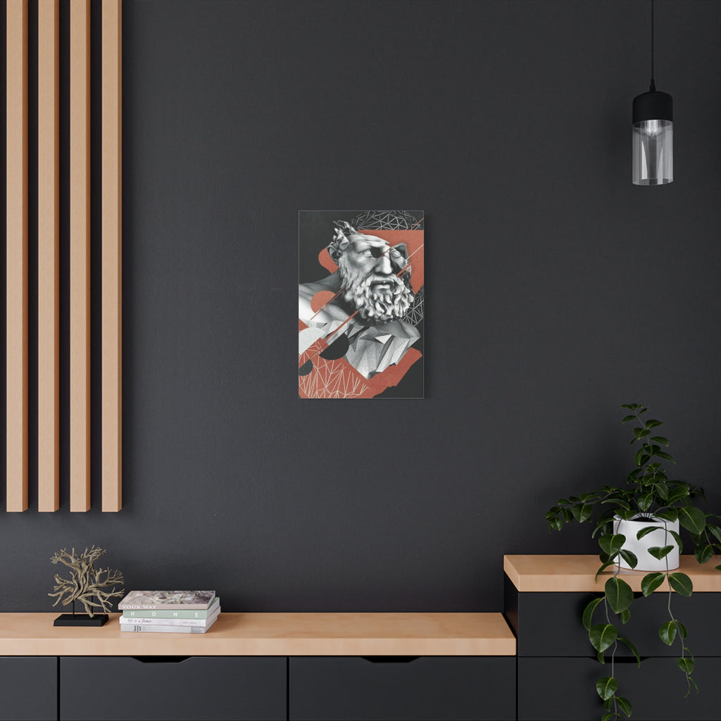 Classical Bust Abstract Matte Canvas Wall Art — Geometric Greek Sculpture Print