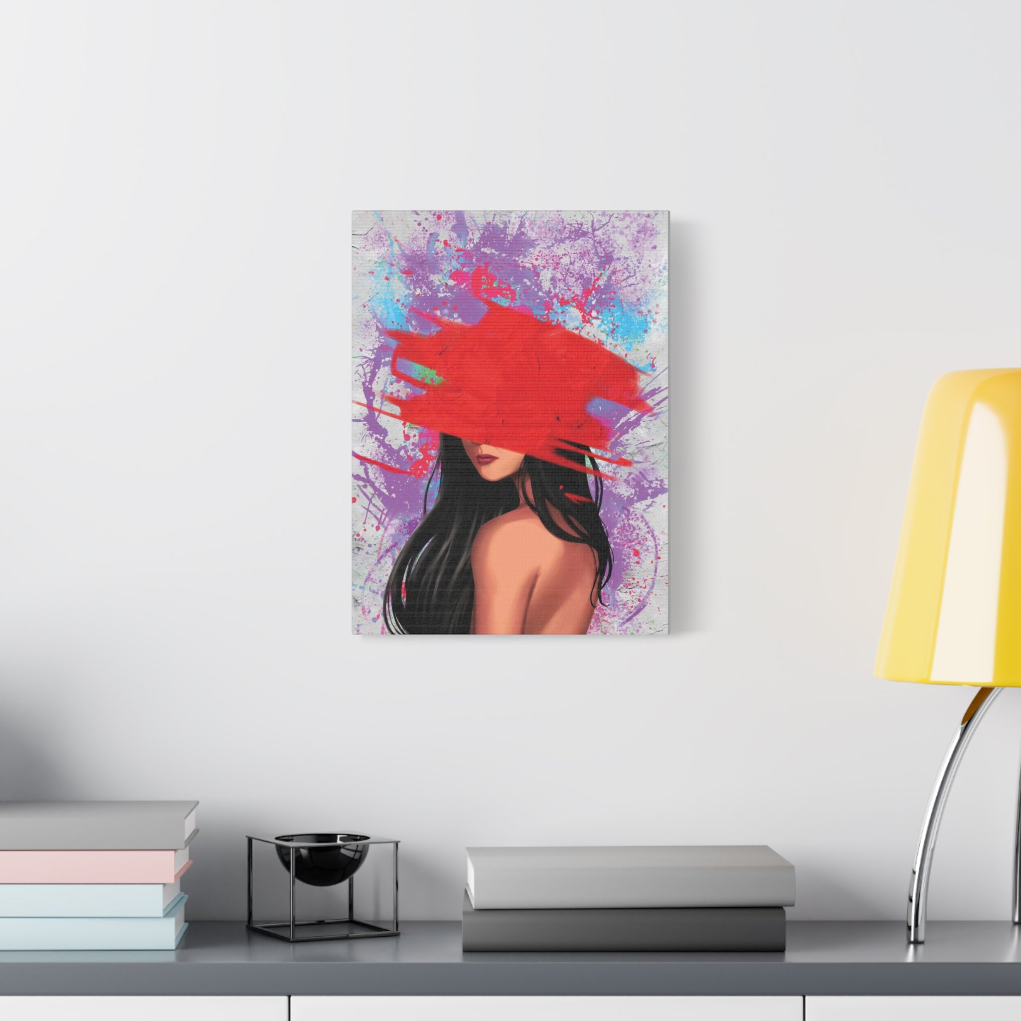 Abstract Red Brushstroke Woman — Matte Stretched Canvas Wall Art 