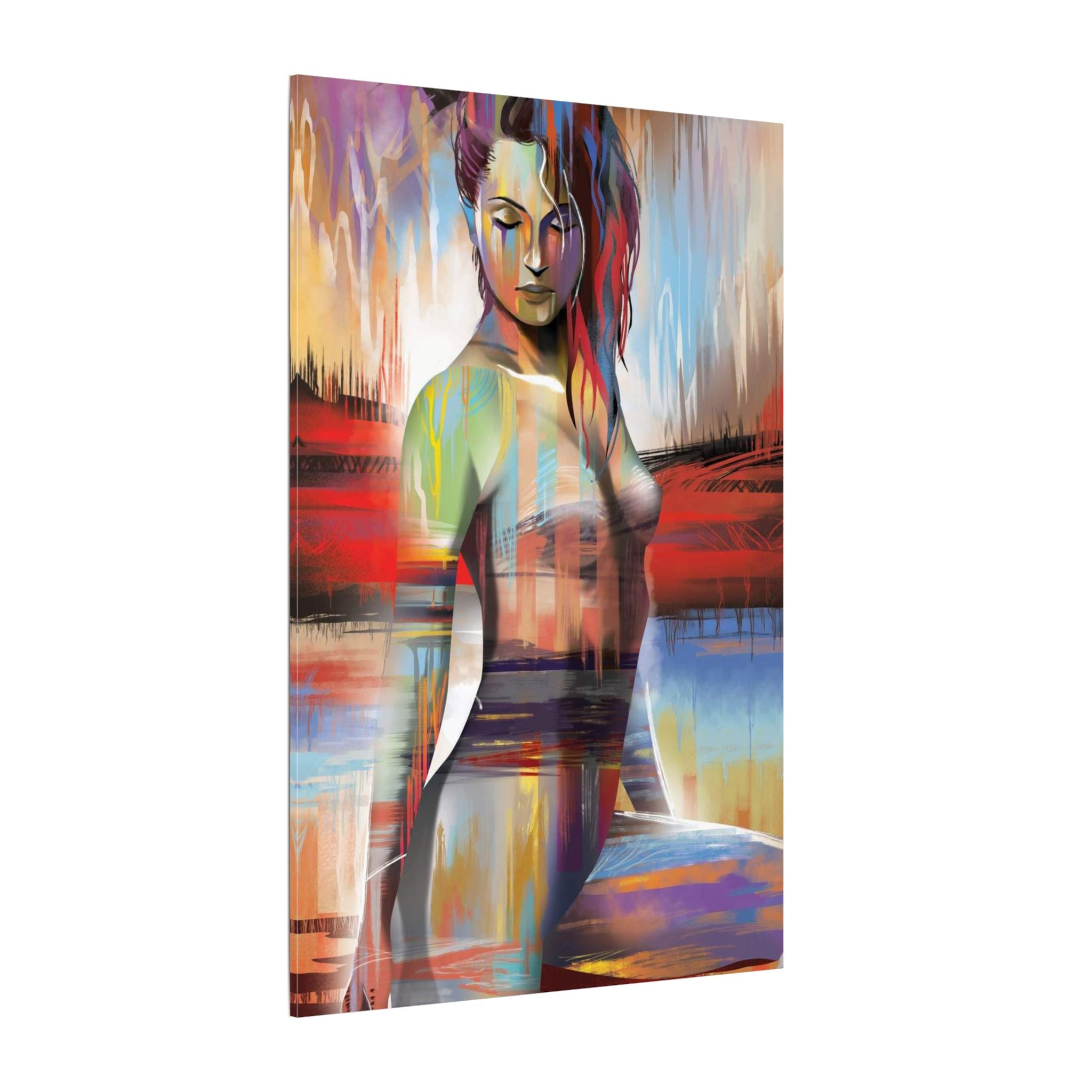 Abstract Colorful Woman Matte Canvas Print — Modern Figurative Wall Art 