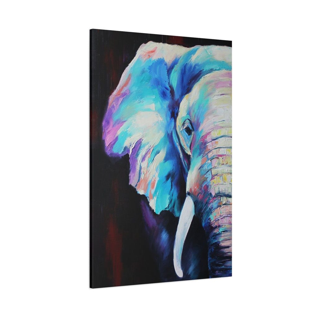 Vibrant Colorful Elephant Matte Stretched Canvas Wall Art