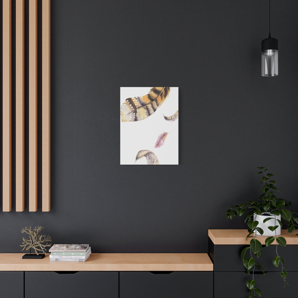 Watercolor Feather Wall Art - Boho Canvas Print, Neutral Nursery Decor - TheKaraHan