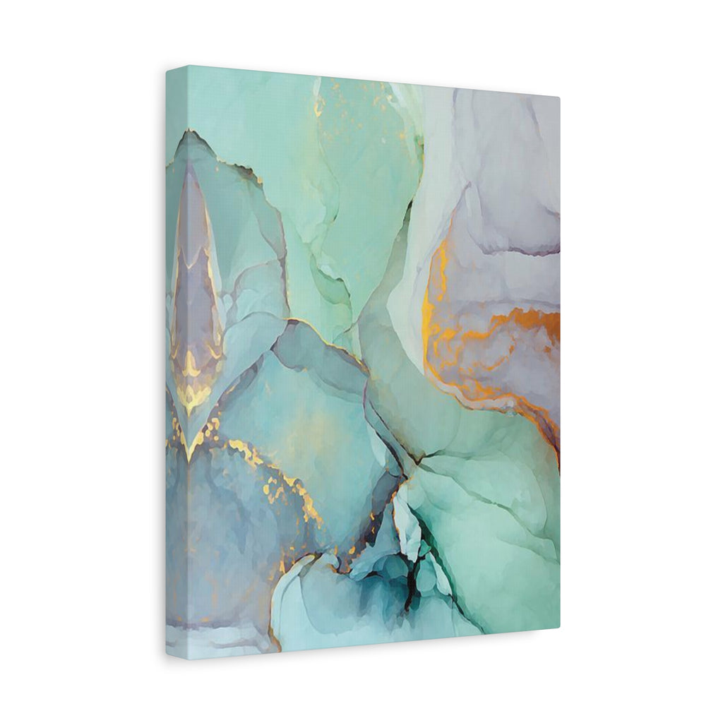 Aqua Marble Abstract Canvas Art — Matte Stretched Wall Print 