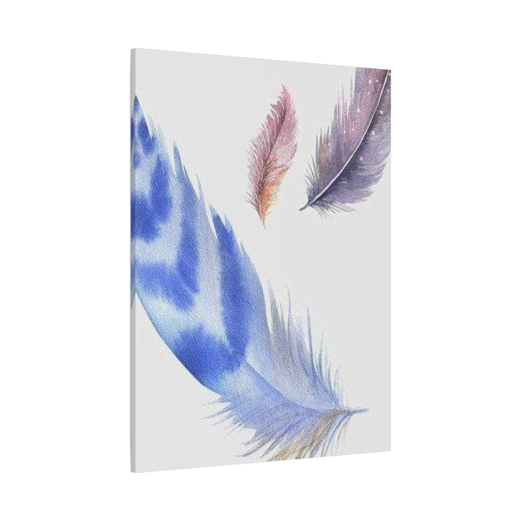 Watercolor Feather Canvas Print – Blue & Pastel Feather Wall Art