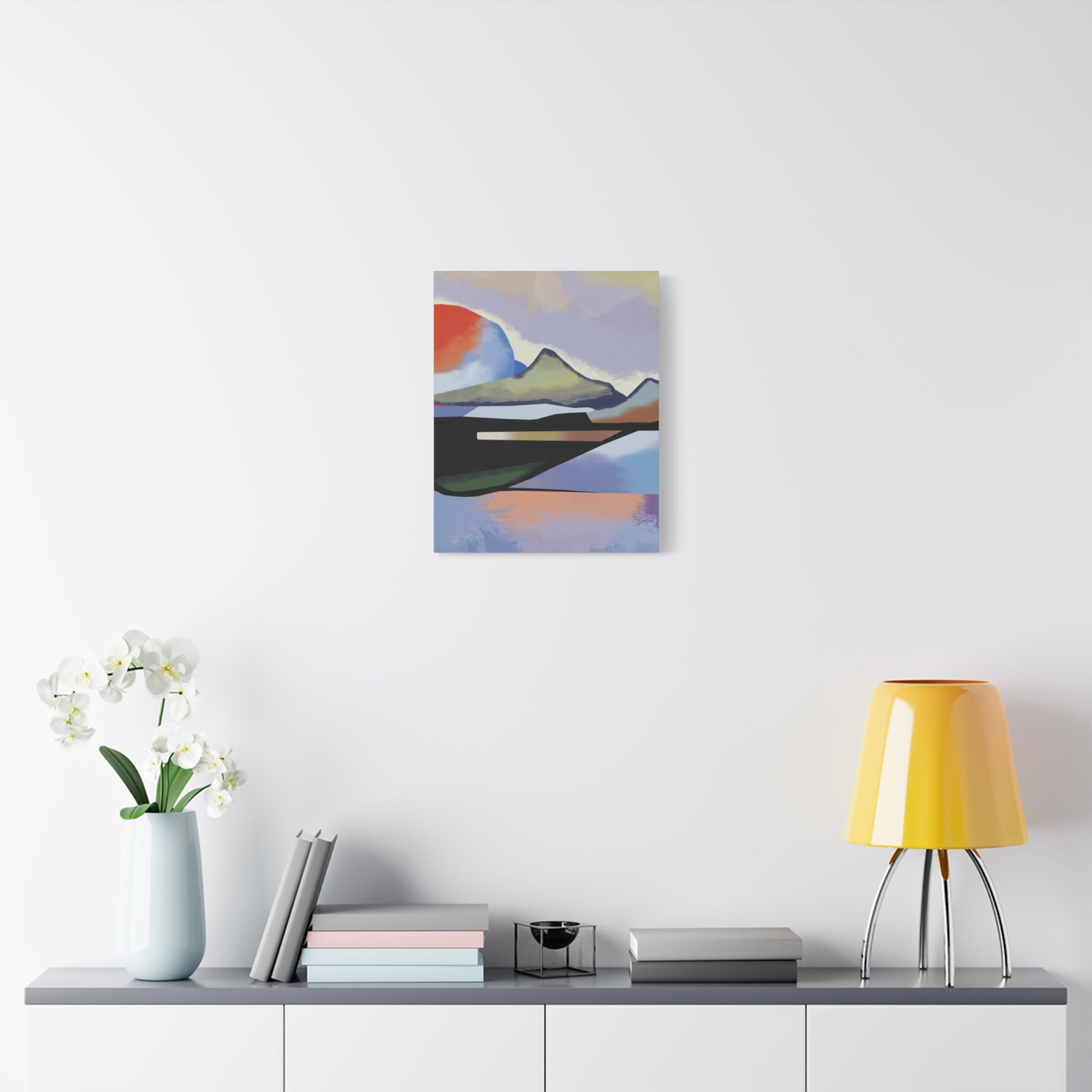 Abstract Sunset Landscape Canvas Print — Modern Mountain Wall Art