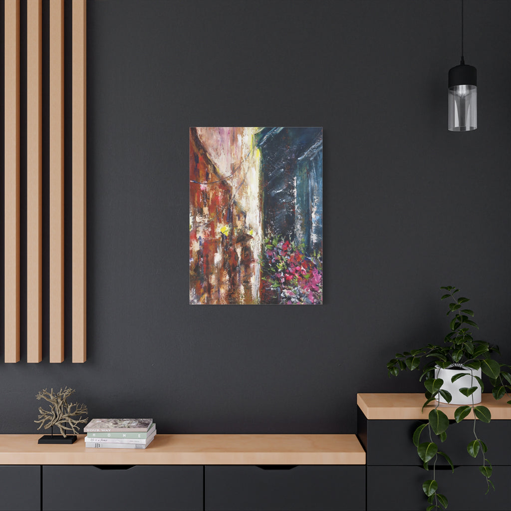 Abstract Street Floral Canvas Art – Matte Stretched Wall Painting 