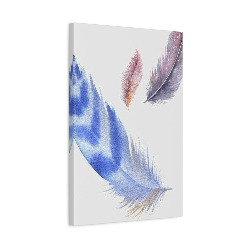 Watercolor Feather Canvas Print – Blue & Pastel Feather Wall Art