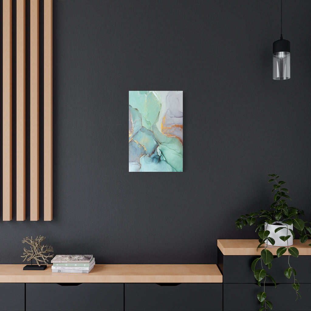 Aqua Marble Abstract Canvas Art — Matte Stretched Wall Print 