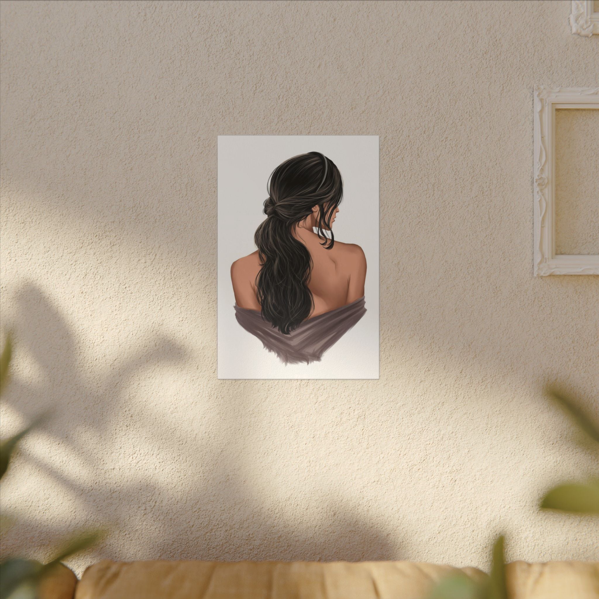 Portrait Canvas Print — Woman Back View with Loose Ponytail 