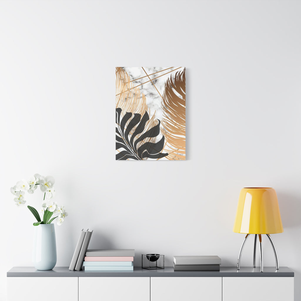 Tropical Palm Canvas Wall Art — Gold & Marble Botanical Print
