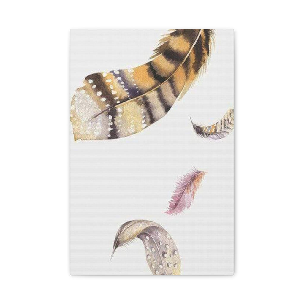 Watercolor Feather Wall Art - Boho Canvas Print, Neutral Nursery Decor - TheKaraHan
