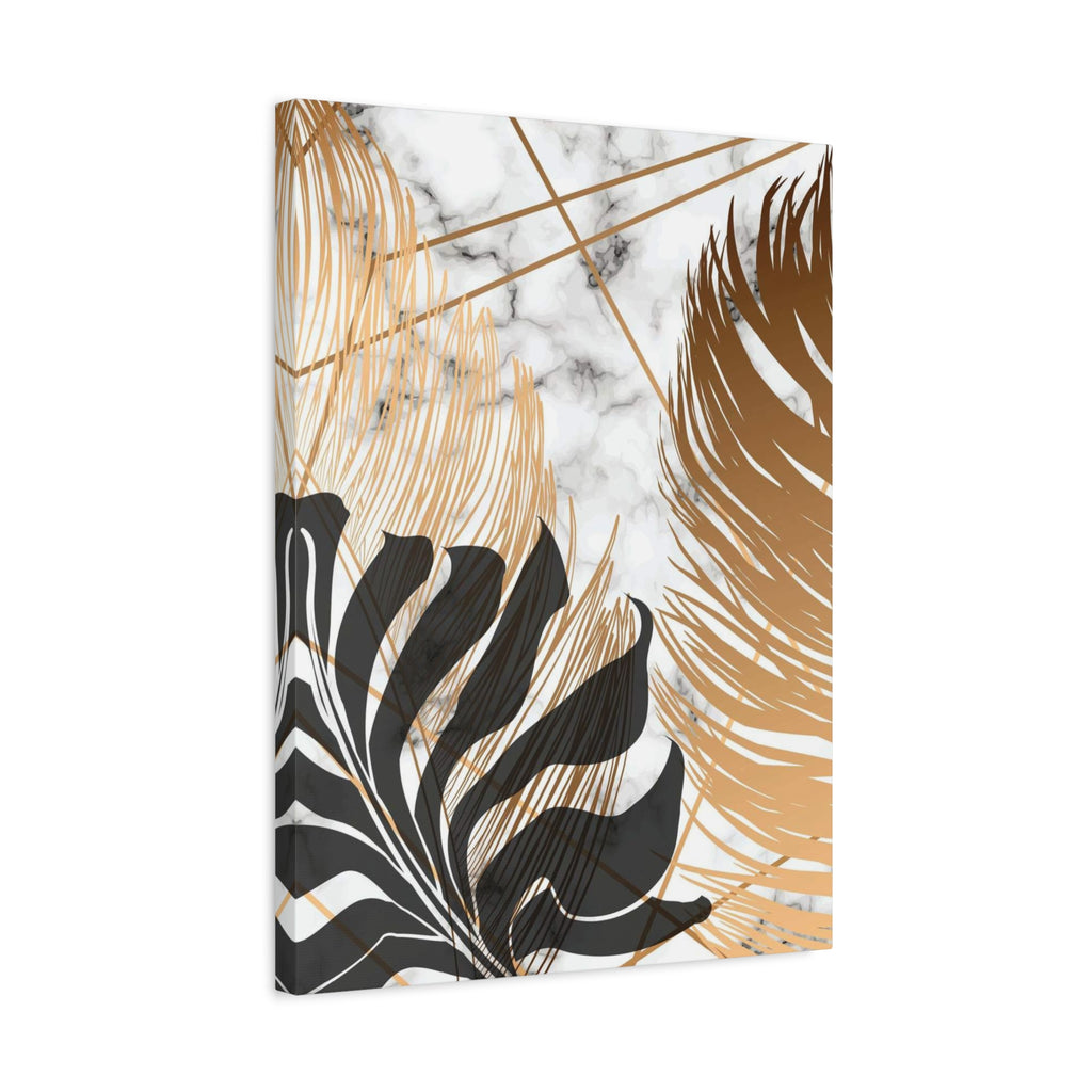 Tropical Palm Canvas Wall Art — Gold & Marble Botanical Print