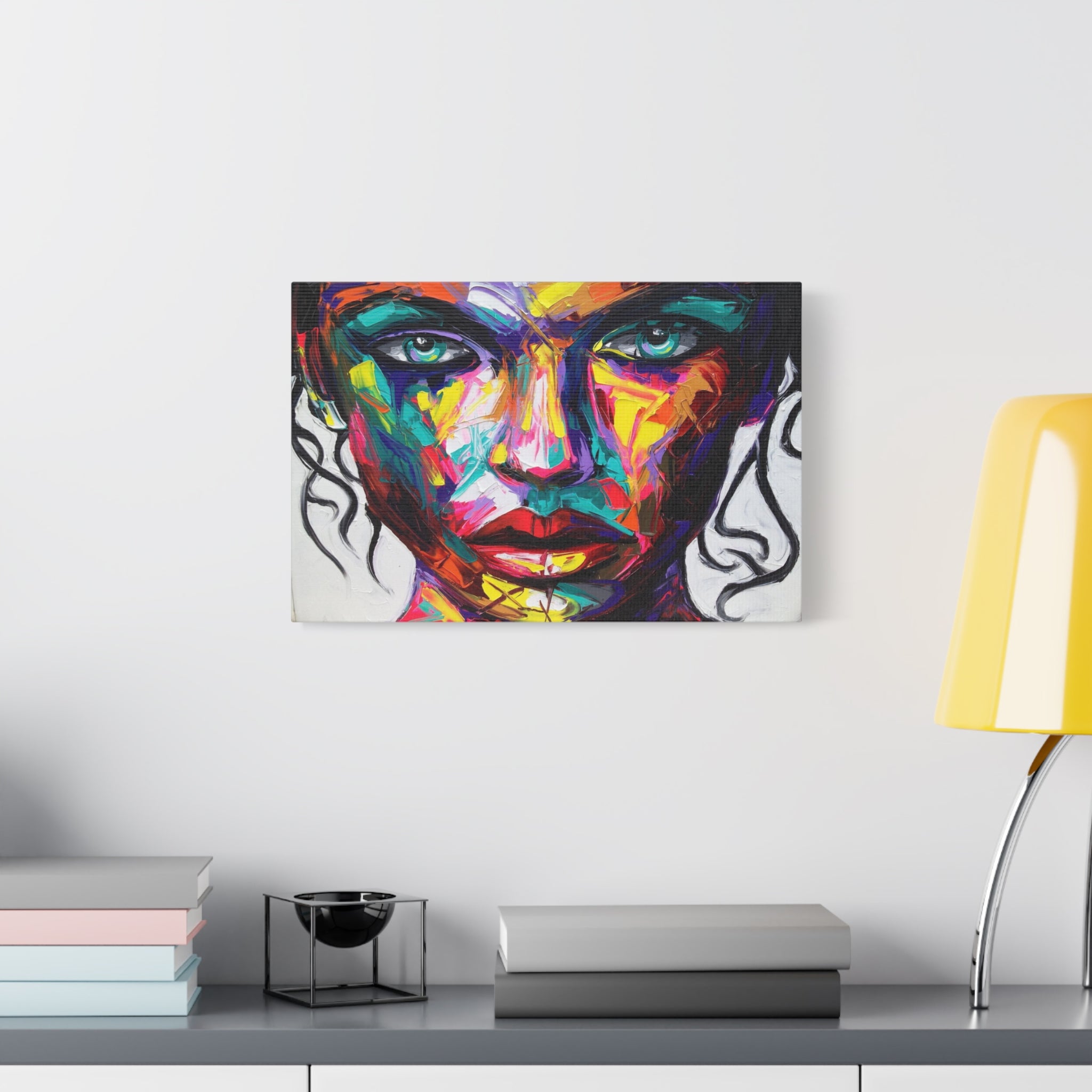 Abstract Colorful Woman Portrait Canvas – Matte Stretched Wall Art 