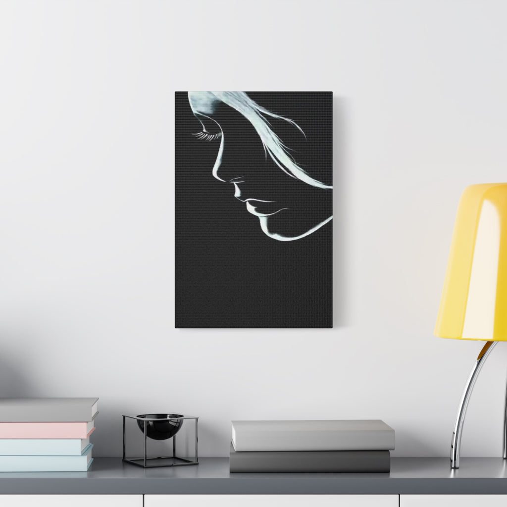 Minimalist Woman Silhouette Canvas Art — Monochrome Profile Wall Décor 