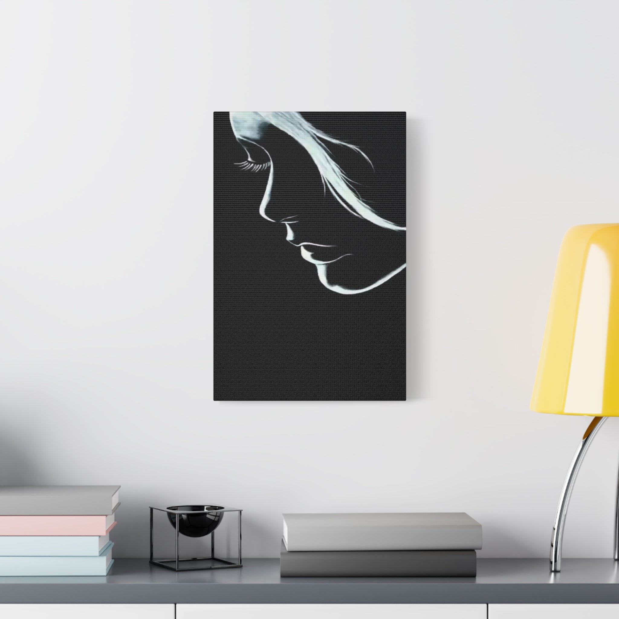 Minimalist Woman Silhouette Canvas Art — Monochrome Profile Wall Décor