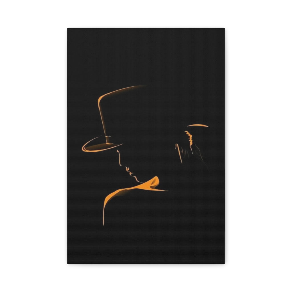 Moody Silhouette Canvas Art — Woman in Hat Matte Stretched Canvas 