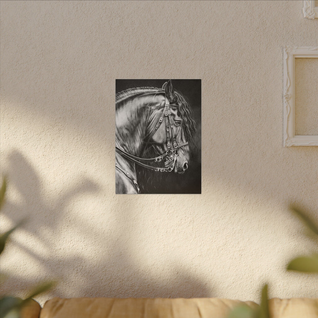 Black & White Horse Portrait Canvas — Matte Stretched Wall Art
