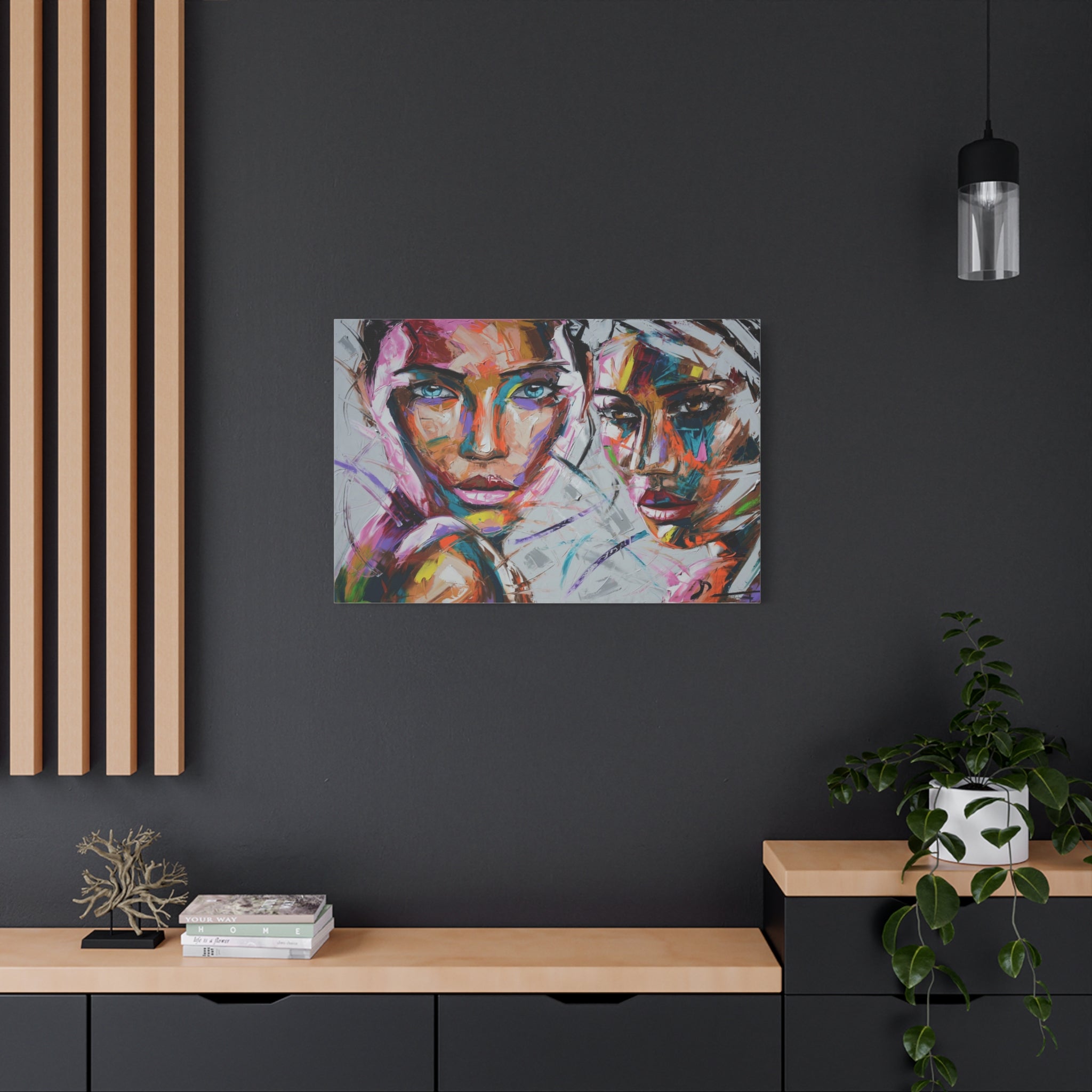Abstract Colorful Portrait Canvas - Modern Stretched Wall Art 