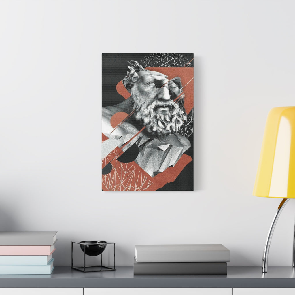 Classical Bust Abstract Matte Canvas Wall Art — Geometric Greek Sculpture Print