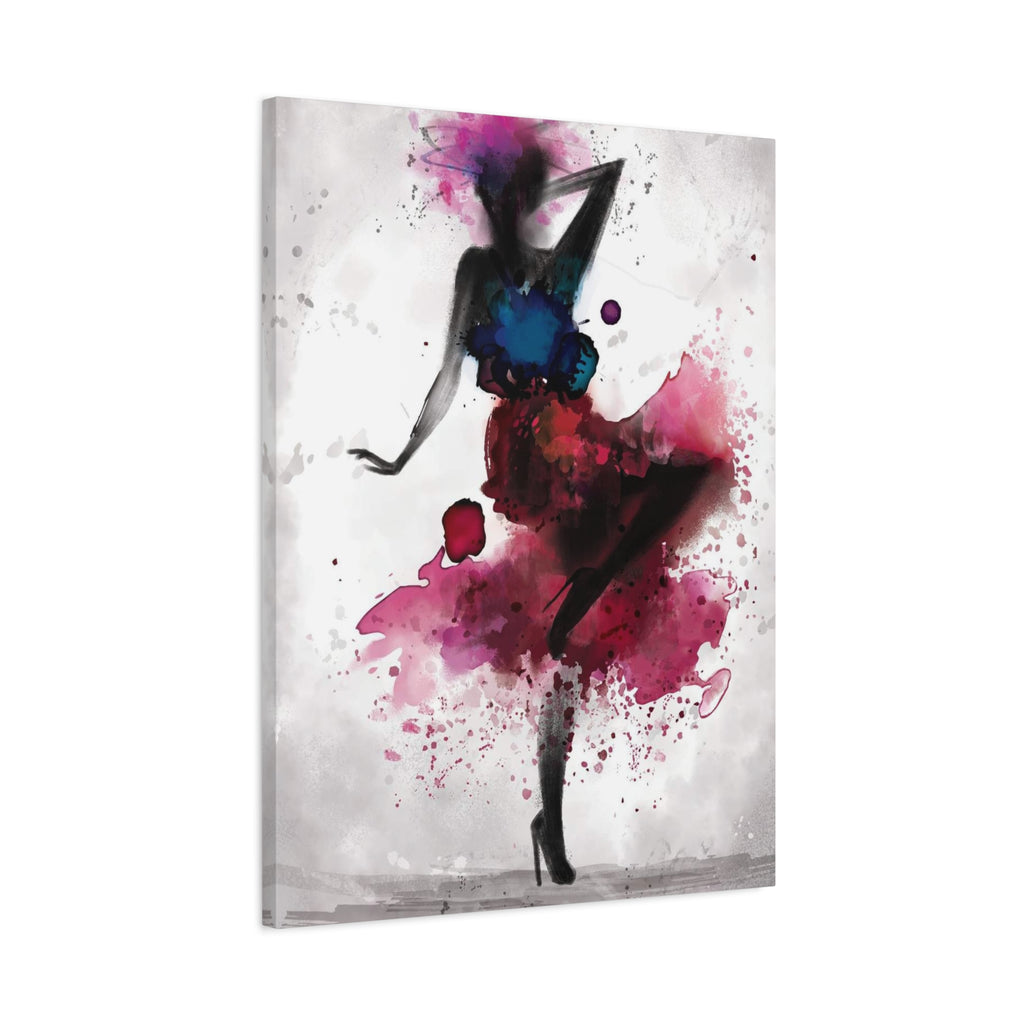Watercolor Ballet Dancer Canvas Art — Fashion Silhouette Matte Stretched Wall Art 