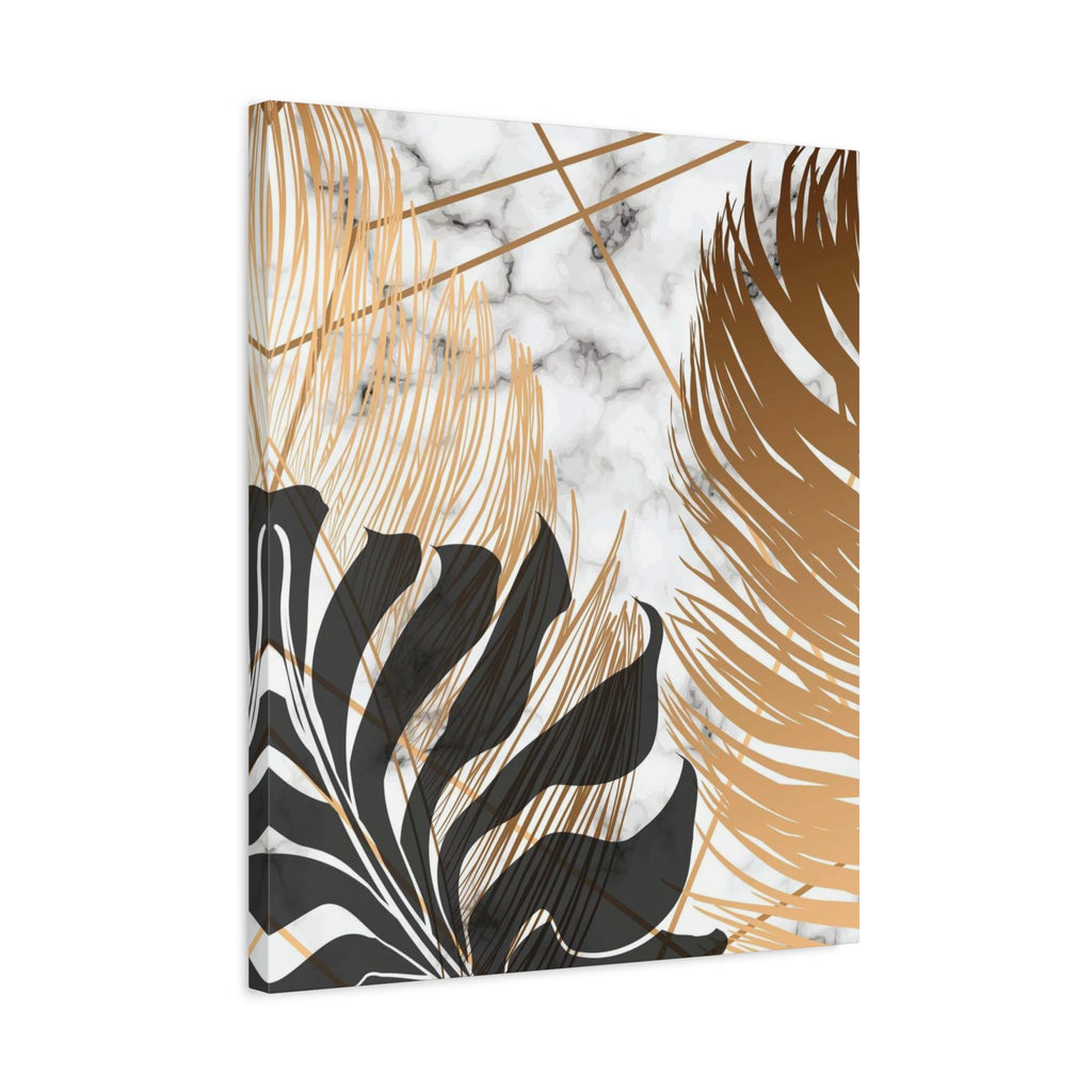 Tropical Palm Canvas Wall Art — Gold & Marble Botanical Print