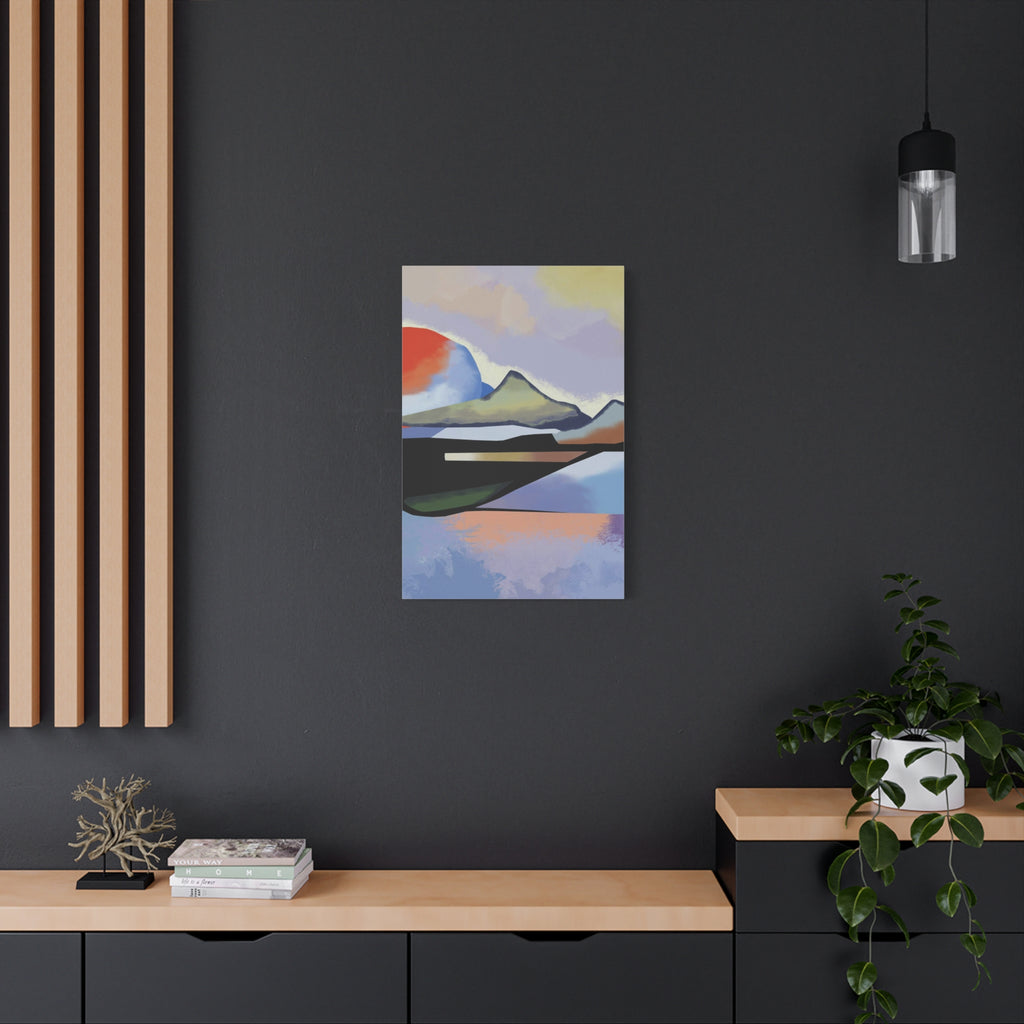 Abstract Sunset Landscape Canvas Print — Modern Mountain Wall Art