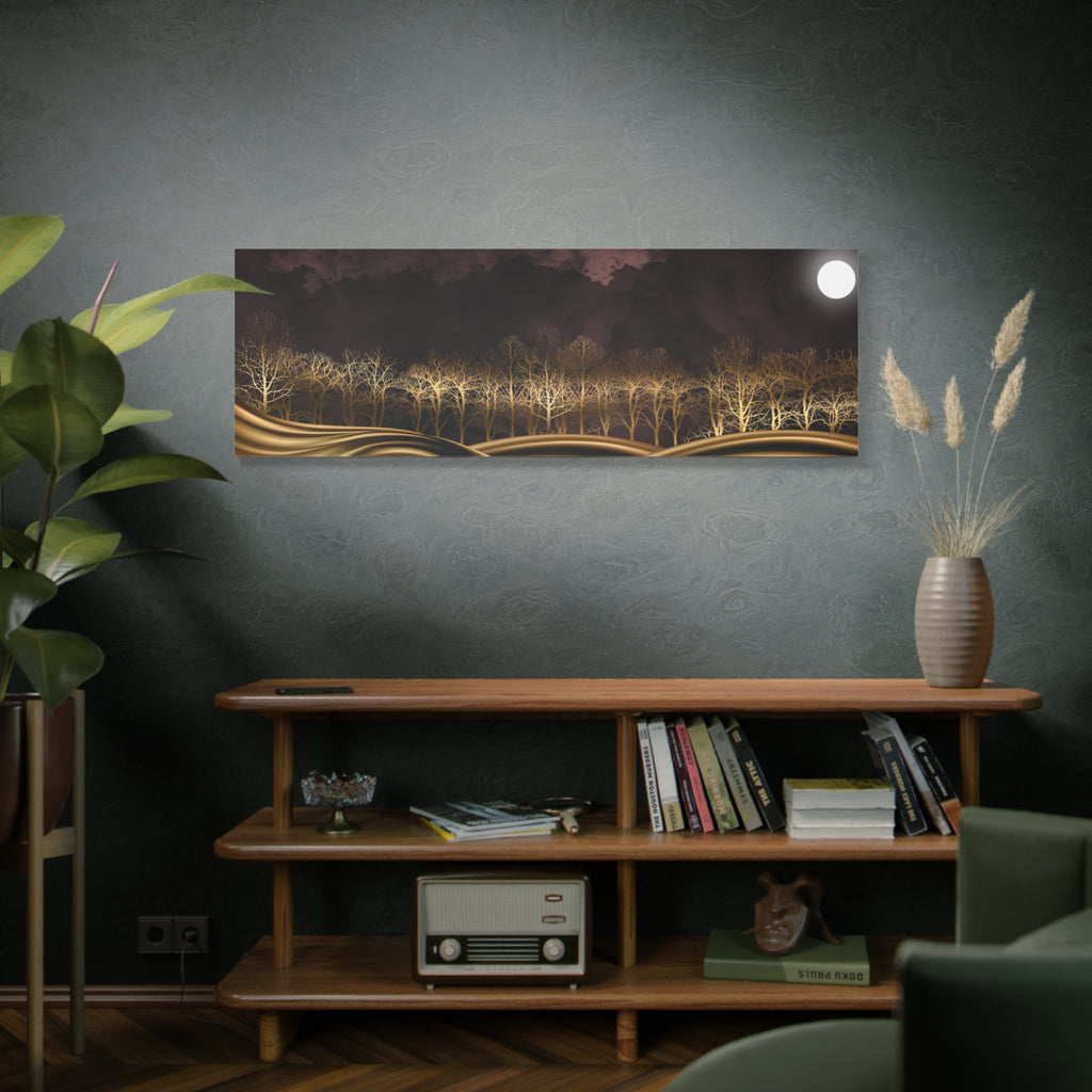 Moonlit Gold Forest — Matte Stretched Canvas Wall Art