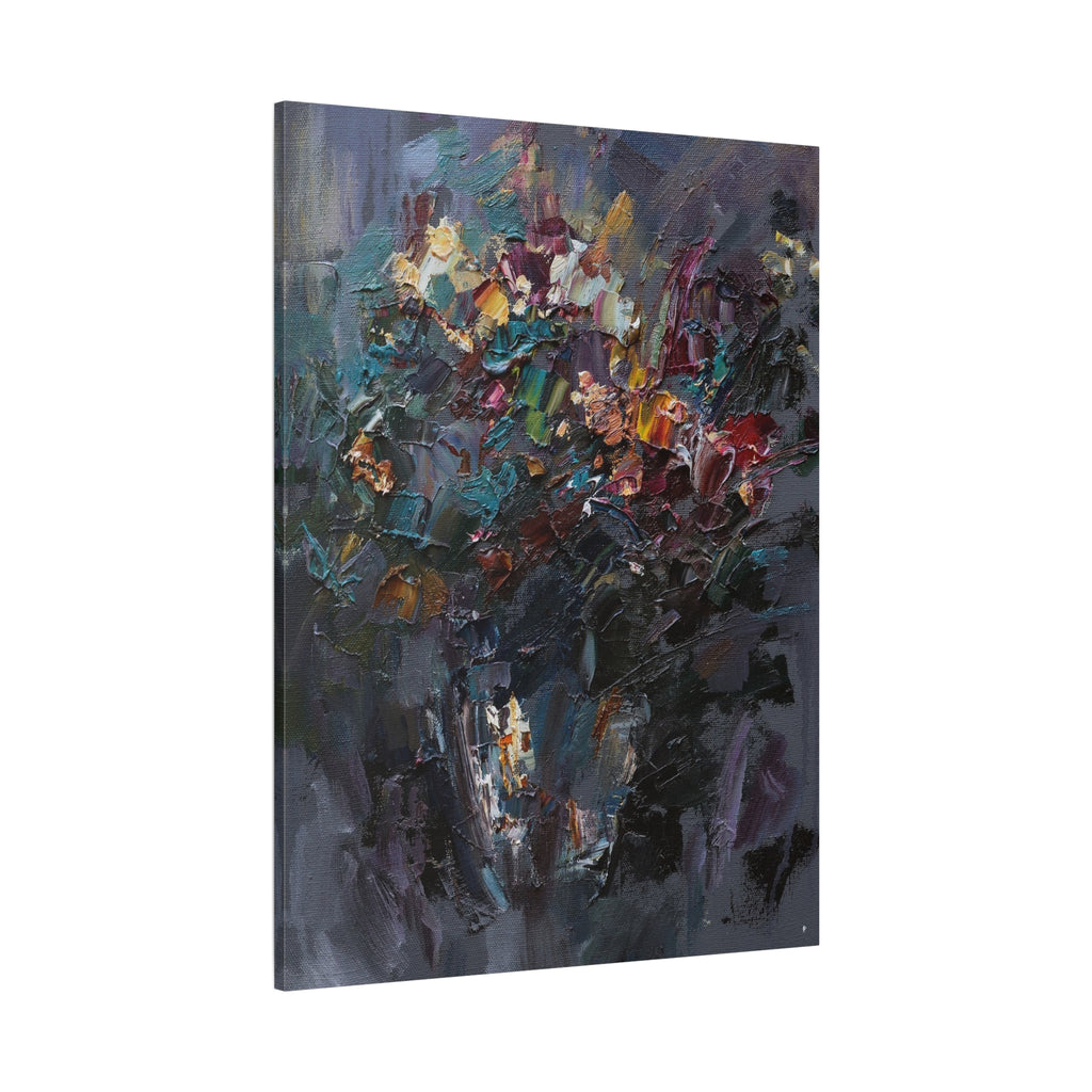 Abstract Floral Canvas Art - Moody Bouquet Matte Stretched Wall Painting 