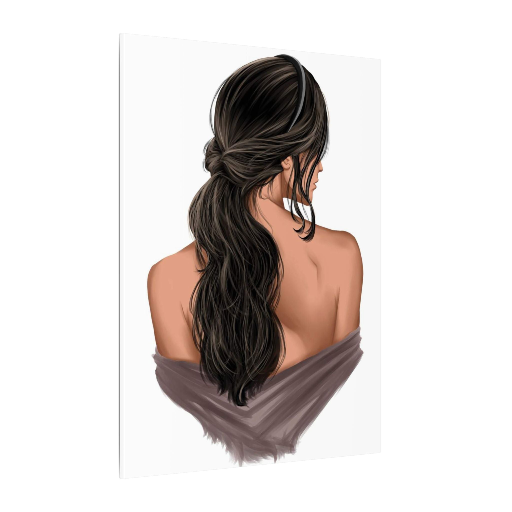 Portrait Canvas Print — Woman Back View with Loose Ponytail 