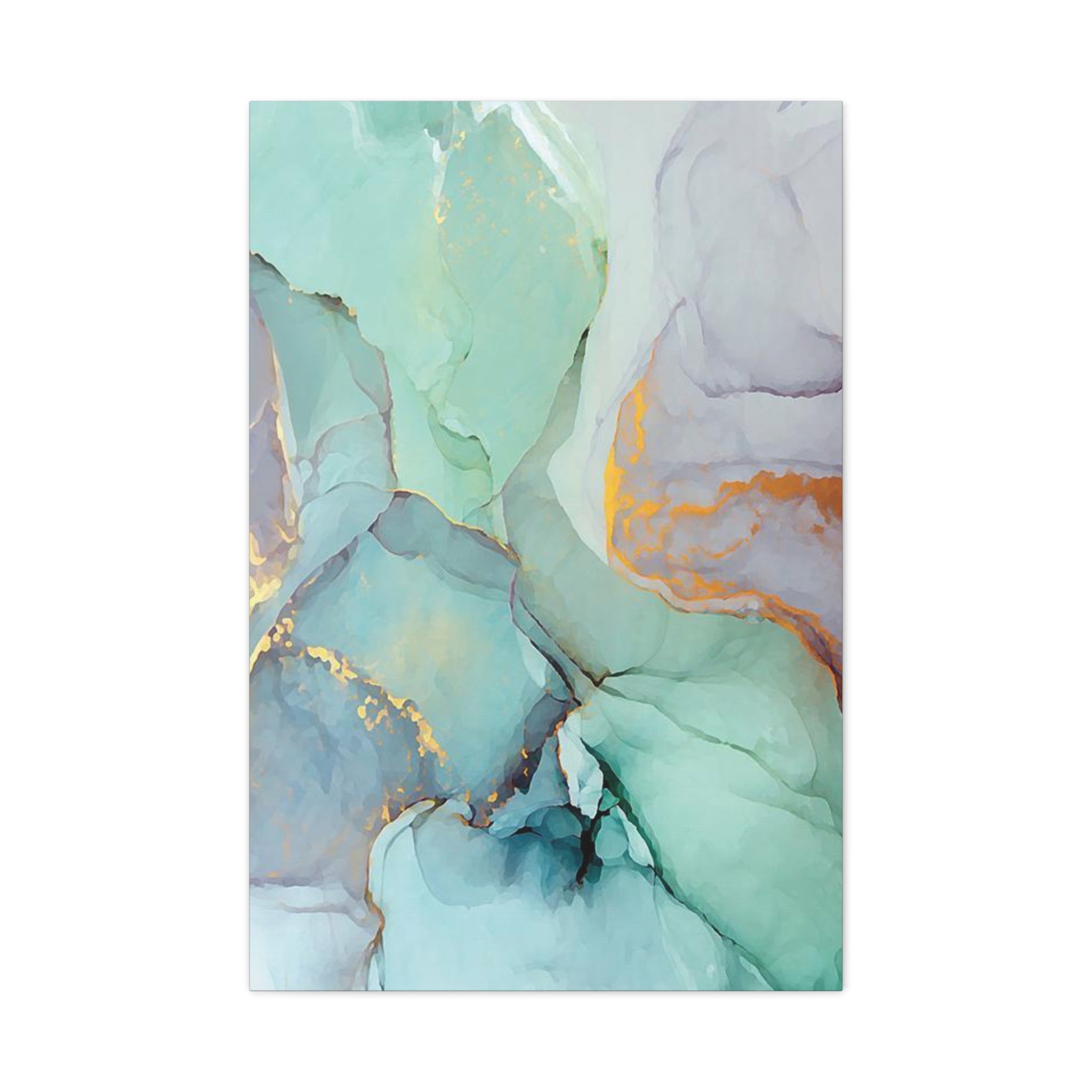 Aqua Marble Abstract Canvas Art — Matte Stretched Wall Print 