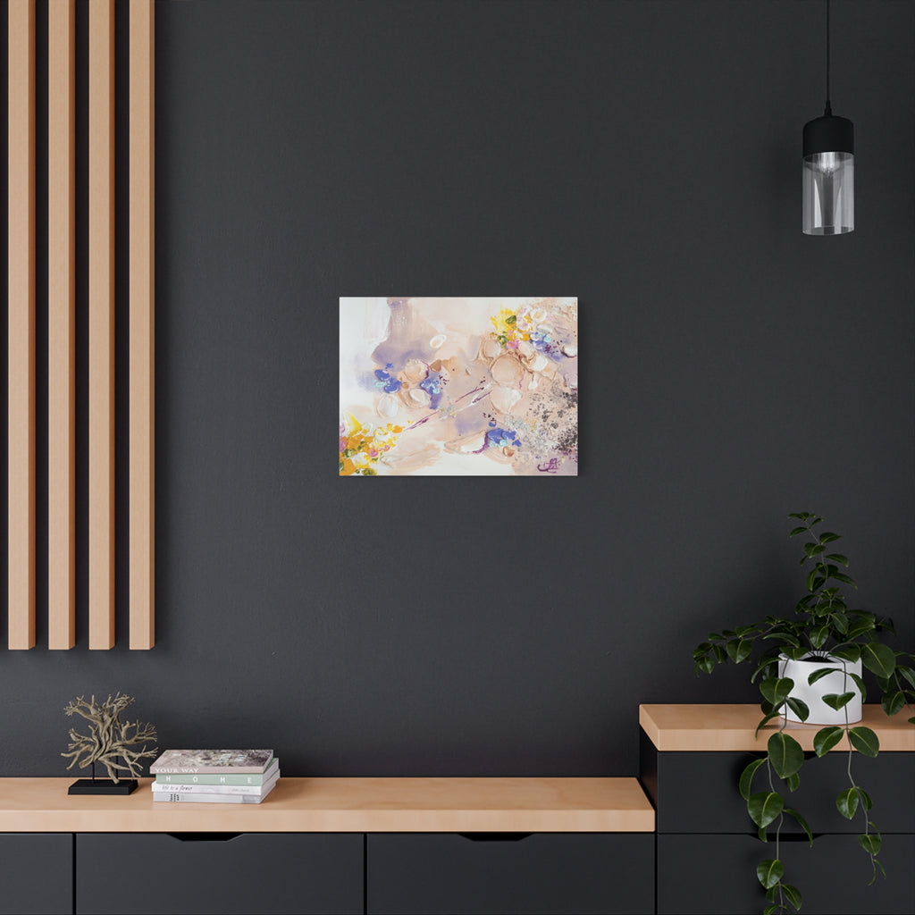 Abstract Floral Matte Canvas Wall Art — Pastel Bouquet Stretched Print 