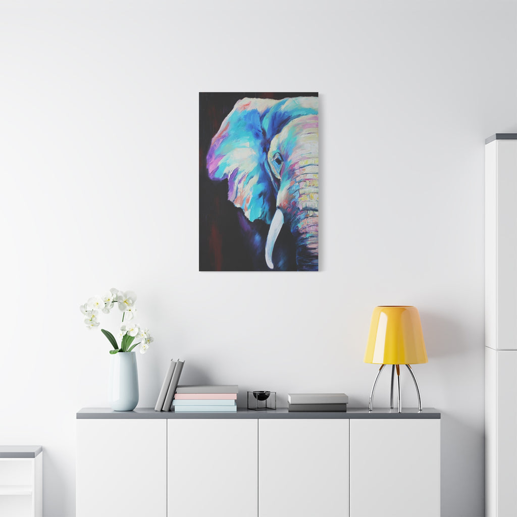 Vibrant Colorful Elephant Matte Stretched Canvas Wall Art
