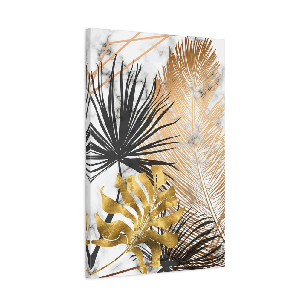 Gold & Black Tropical Feathers Canvas