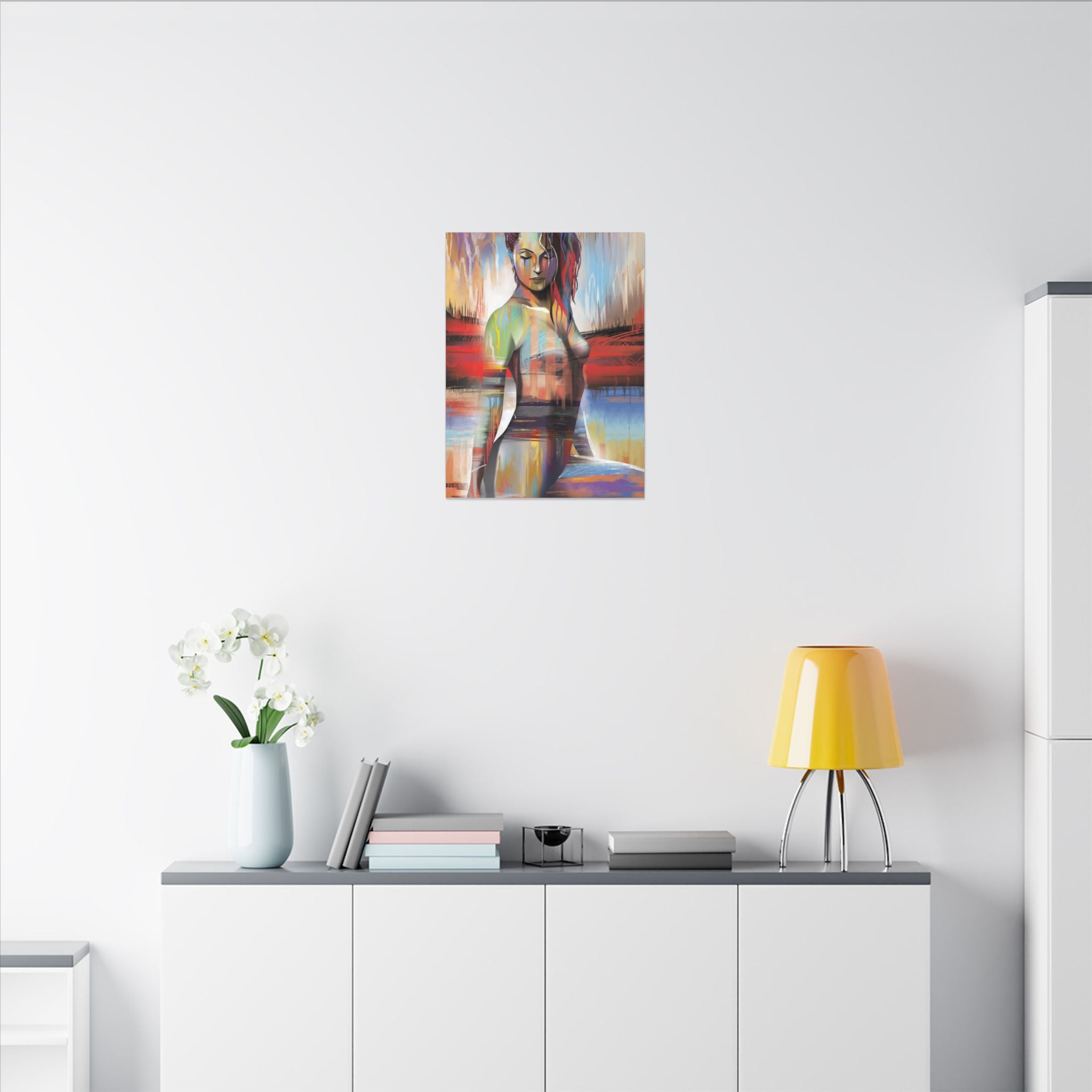 Abstract Colorful Woman Matte Canvas Print — Modern Figurative Wall Art 