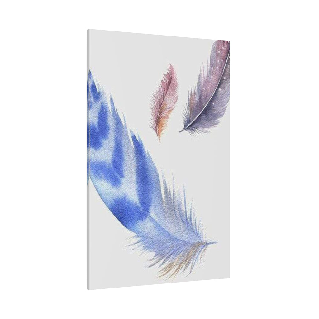 Watercolor Feather Canvas Print – Blue & Pastel Feather Wall Art
