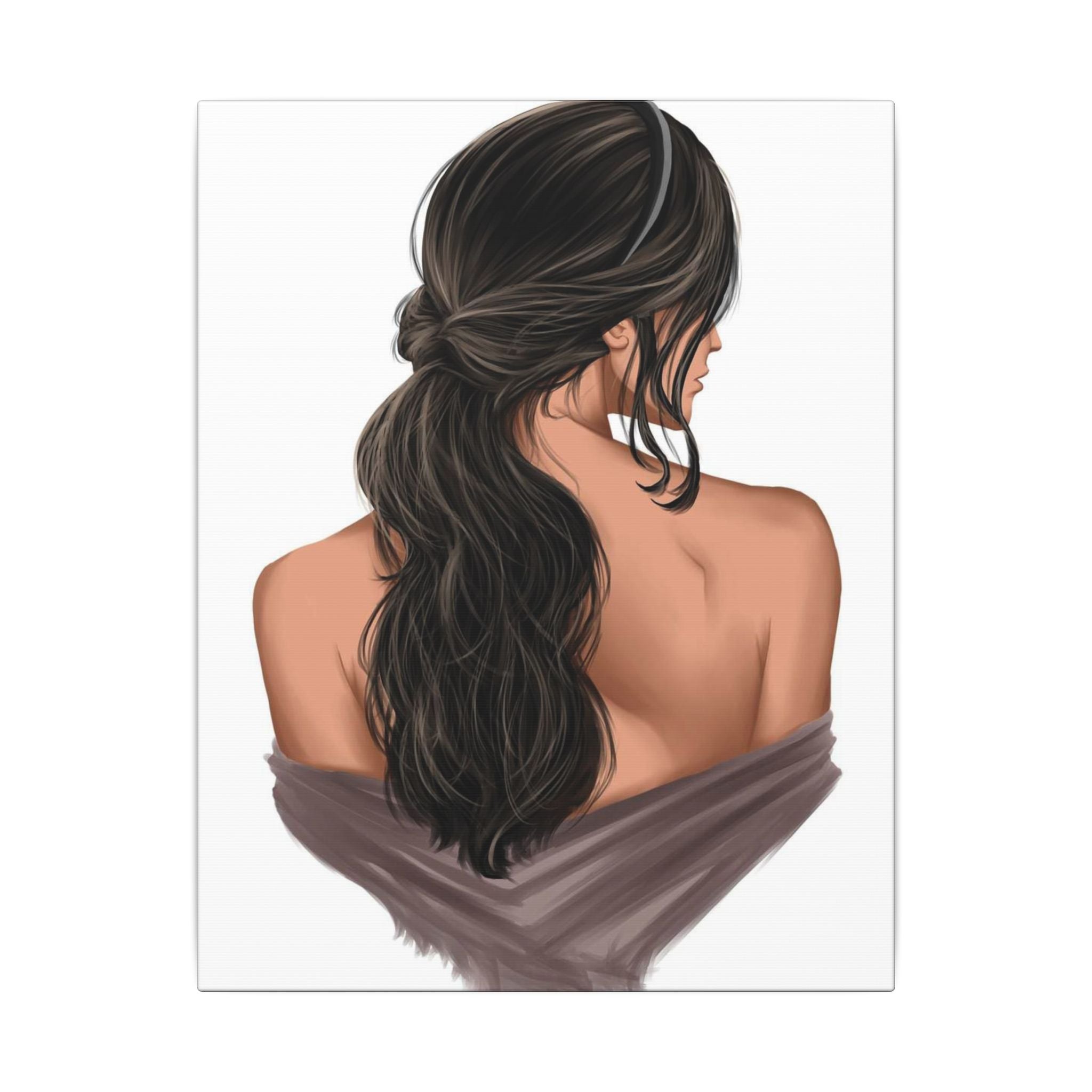 Portrait Canvas Print — Woman Back View with Loose Ponytail 