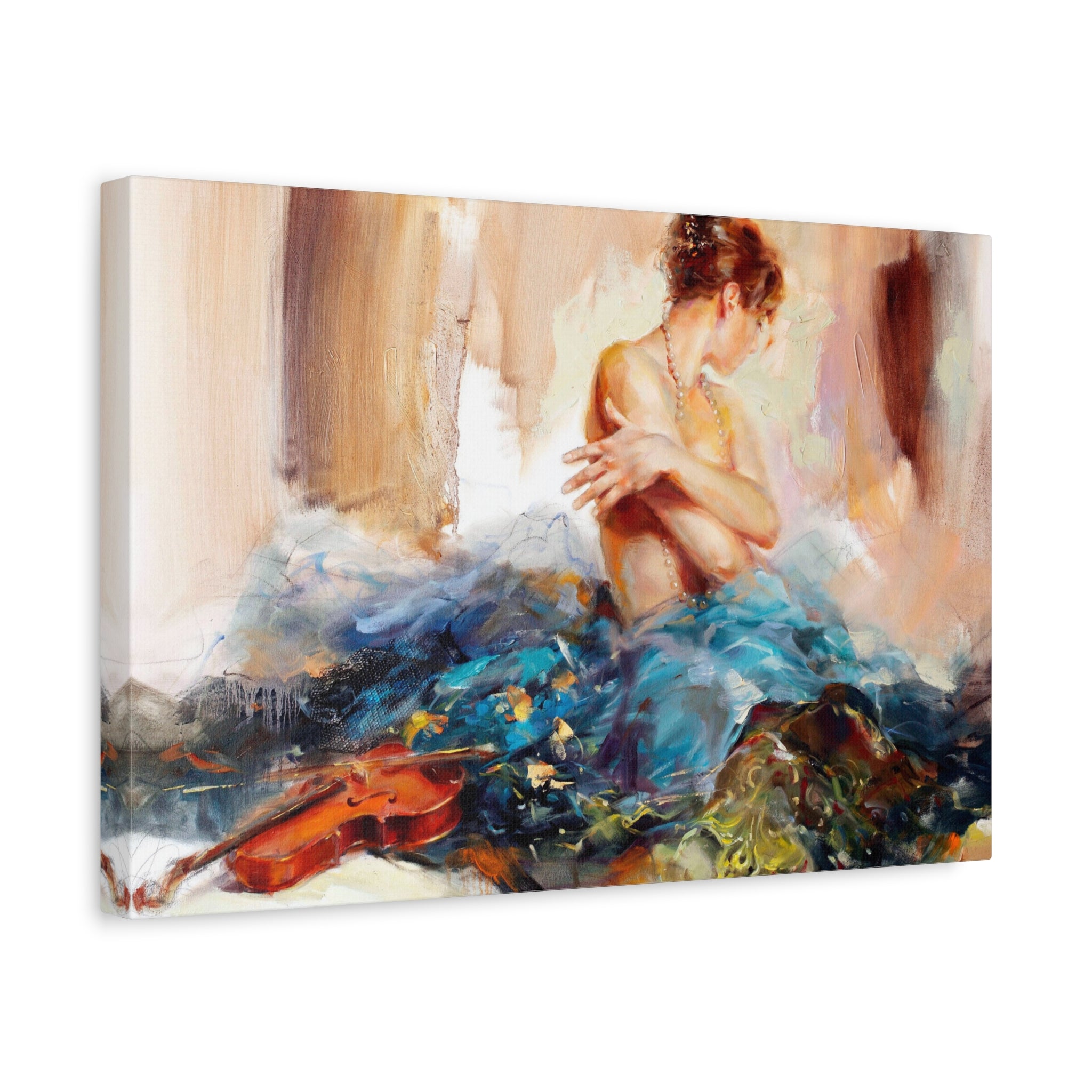 Ballet Dancer Oil-Style Matte Canvas Print — Graceful Ballerina Wall Art 