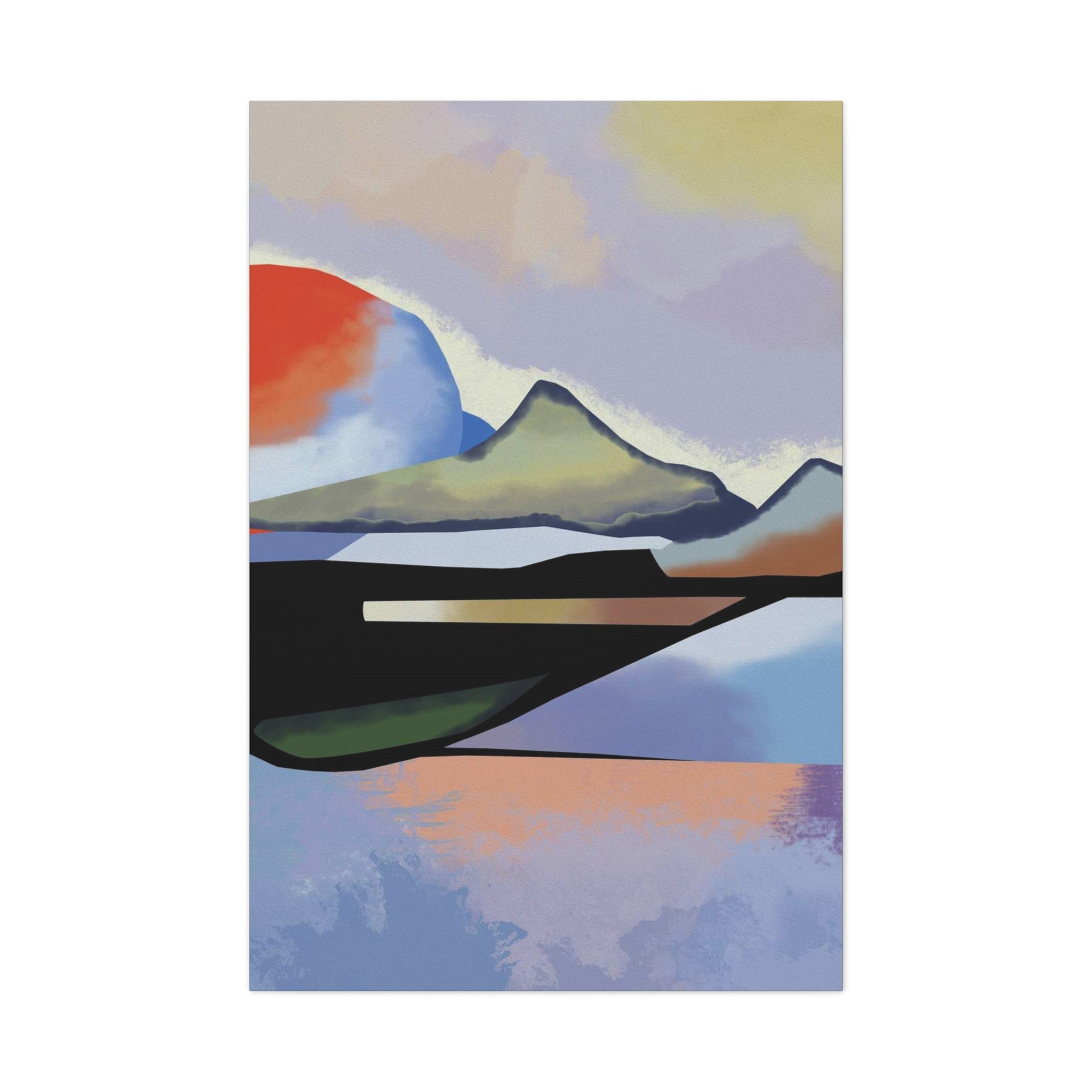 Abstract Sunset Landscape Canvas Print — Modern Mountain Wall Art 